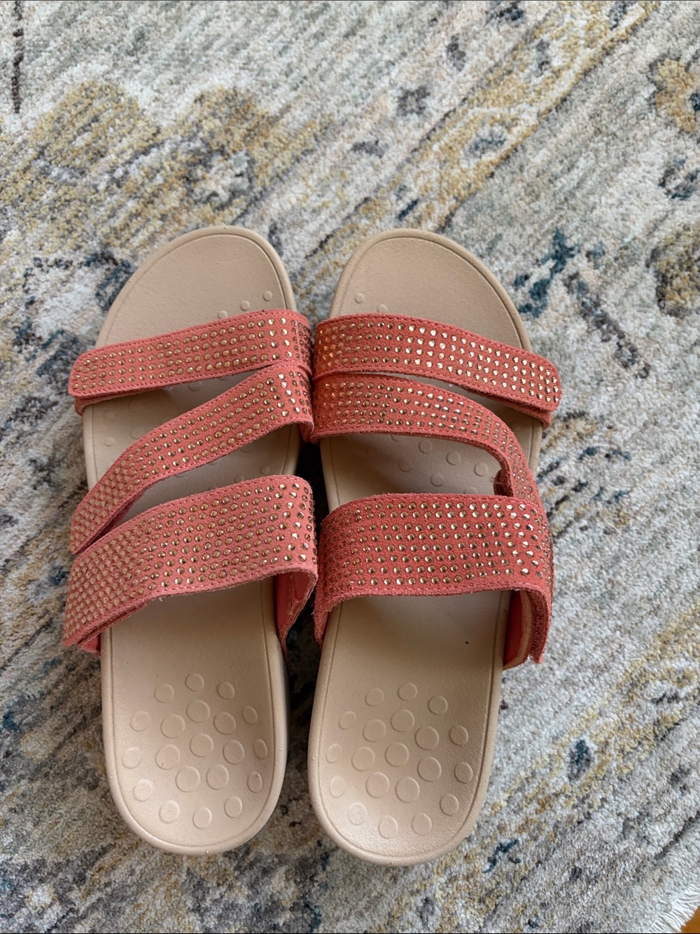 Vionic Salmon Double-Strap Slide Sandals